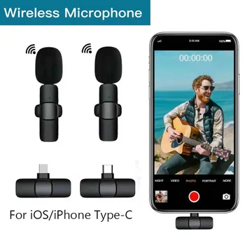 Беспроводной Петличный Микрофон K9 Портативный Аудио-Видеозаписывающий Мини-Нагрудный Микрофон Microfone для iPhone TypeC Ipad Live Game Phone