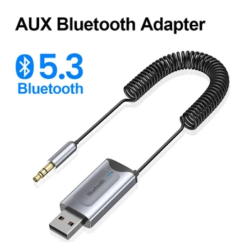 Bluetooth 5.3 Аудиоадаптер Беспроводной Автомобильный AUX Bluetooth Приемник с Разъемом USB 3,5 мм TF Карта Адаптер Громкой Связи для Автомобильного Динамика
