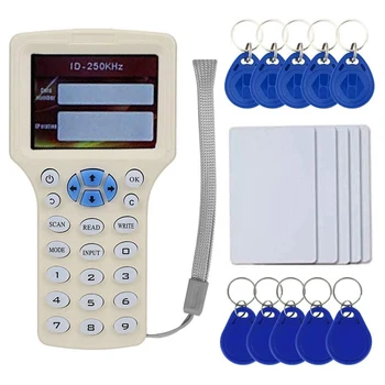 РУЧНОЙ английский RFID NFC Копировальный аппарат Считыватель Писатель Дубликатор 10 Частотный программатор с поддержкой цветного экрана T5577, EM4305