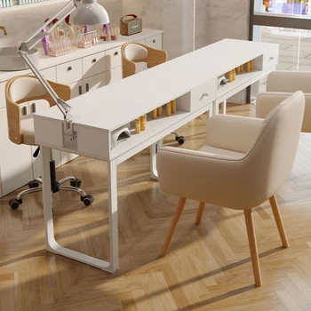 Простые столы для маникюра из белого дерева, Профессиональный макияж, Современные Столы для маникюра, Мебель для салона Mesa Manicura MR50NT