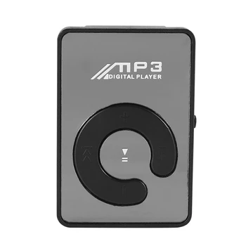 Мини-зеркальный зажим USB Цифровой музыкальный mp3-плеер С поддержкой 8 ГБ SD TF карты Черный