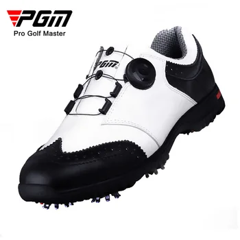 Обувь для гольфа PGM, Мужские водонепроницаемые кроссовки с подвижным ногтем, Мягкие кожаные Вращающиеся шнурки, Спортивная обувь для тренировок