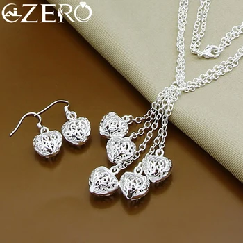 ALIZERO Ожерелье-цепочка из стерлингового серебра 925 пробы, серьги, набор для женщин, модные Очаровательные свадебные украшения для помолвки, вечеринки