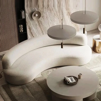 Диван в кремовом стиле для гостиной, дуговой диван, 3-местный диван в стиле Ваби-саби