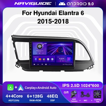NAVIGUIDE P1 6 + 128 Г Автомобильный Радиоприемник для Hyundai Elantra 6 2016-2018 Стерео Мультимедийный Плеер Carplay Головное Устройство Авторадио Bluetooth FM