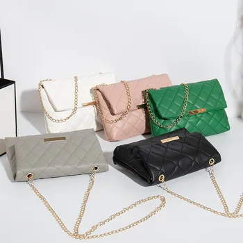 2023 Новая Женская Сумка Через плечо Корейской версии Lingge Chain Crossbody Bag Fashion Solid Color Zero Wallet