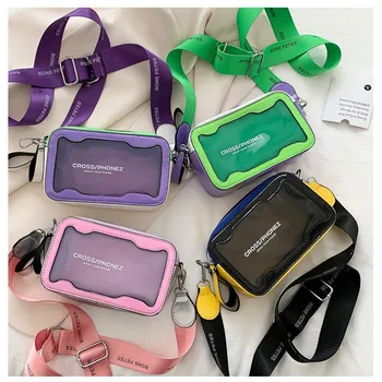 Прозрачная сумка-мессенджер для женщин, сумка через плечо желейного цвета, популярная мода, большая емкость, модный Крутой, большой емкости, розовый, зеленый