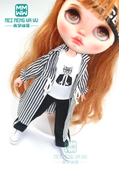 Одежда для куклы подходит Blyth Azone OB22 OB24 аксессуары для кукол, модная рубашка в полоску, джинсы, подарок для девочек