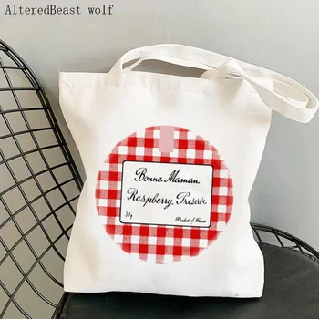 Женская сумка для покупок bonne maman raspberry preserve, холщовая сумка-тоут, холщовая сумка-тоут для покупок в стиле харадзюку, сумка-тоут для девочек, сумка через плечо