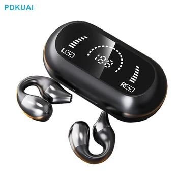 PDKUAI TWS Беспроводные наушники Bluetooth 5.2 Наушники с костной проводимостью, сенсорное управление, дизайн светодиодных заушин, спортивная гарнитура с микрофоном