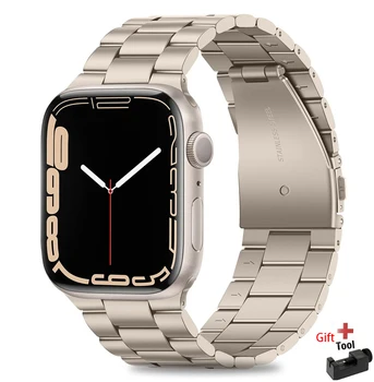 Металлический Ремешок Для Apple Watch band 44 мм Ultra 49 мм 45 мм 38-42-40 мм-41 мм Браслет-звено из нержавеющей Стали iWatch series 8 7 6 5 4 3 9