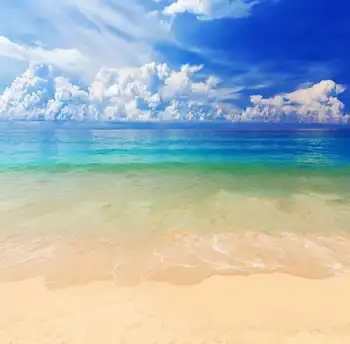 Голубое небо Белые облака Морские пляжные фоны из полиэстера или виниловой ткани Высококачественная компьютерная печать фонов для вечеринок