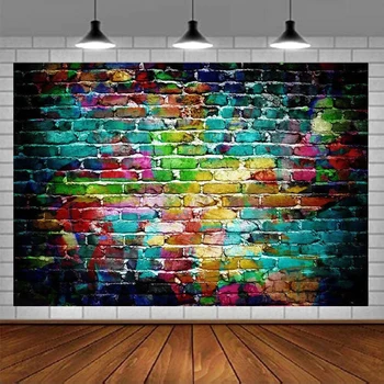 Красочный Шелковый фон для фотосъемки на кирпичной стене, Баннер для вечеринки с граффити для студийного декора стен, фон для фотографий