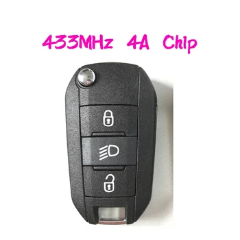 3 Кнопки 433 МГц Пульт Дистанционного Управления Ключ Для Peugeot 308 4008 С Кнопкой Фары Hitag AES 4A Чип HU83 Лезвие