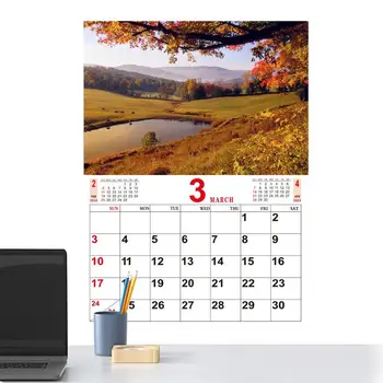 Ежемесячный настенный календарь Пейзажный настенный ежемесячный подвесной календарь Коллекция фотографий природы Ежемесячный календарь для гостиной