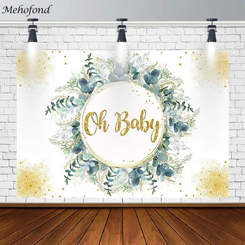 Mehofond Baby Shower Фон для портретной фотосъемки новорожденных, реквизит, фон, Фотообои с золотыми точками, Листьями, баннер, фотозона