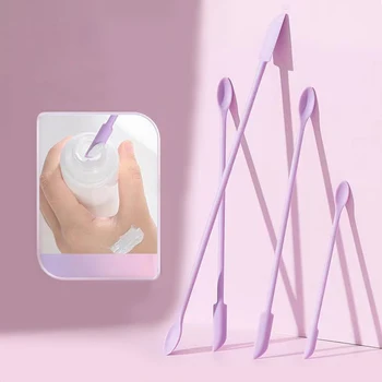 Набор силиконовых скребков 2 В 1 Косметическая Жидкая основа Ложка для крема для лица Инструменты для ухода за кожей лица Оптом