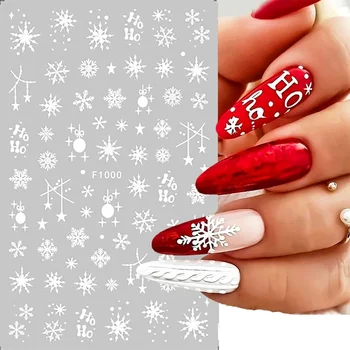 Снежинки 3D Наклейки для ногтей Christmas Winter Snow Slider Самоклеящиеся наклейки Украшение Рождество для дизайна ногтей Дизайн Маникюр