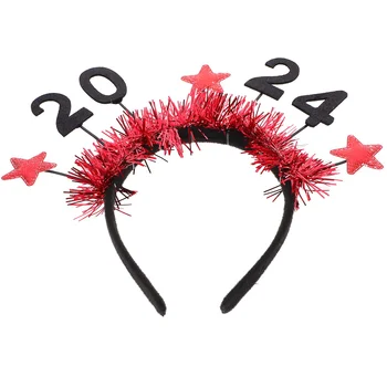 Новогодняя повязка на голову Тканевая повязка на голову для новогодней вечеринки Обруч для волос в канун Нового года Декоративная повязка в виде звезды и цветка