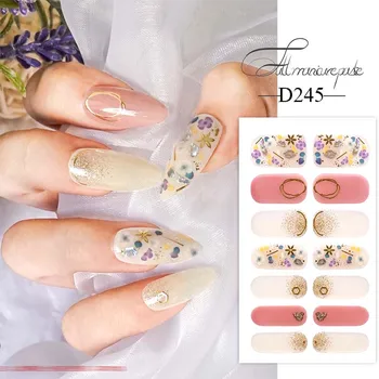 Наклейки для декора ногтей Модные Цветы Полное Покрытие Наклейка для лака для ногтей Полоска для ногтей DIY Слайдер Салонный Маникюр D245