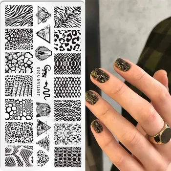 Пластины для тиснения ногтей Леопард Змея Шаблон Рисунка кожи Животного Аксессуары для нейл-арта Трафаретная Форма Для ногтей Инструменты для печати изображений