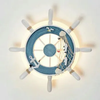 Мультяшный настенный светильник для детской комнаты, Индивидуальное украшение для руля корабля, светодиодное освещение, креативный светодиодный настенный светильник, прикроватный светильник для спальни