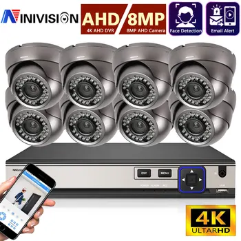 XMEYE CCTV 4K Mini AHD Camera Security Kit 8CH 8MP DVR Kit Наружная Водонепроницаемая Камера Для Распознавания Лиц Комплект Системы видеонаблюдения