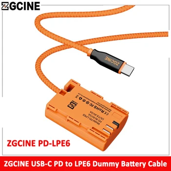 Кабель для подключения фиктивного аккумулятора ZGCINE PD-LPE6 от USB-C к LPE6 с оплеткой 60 см
