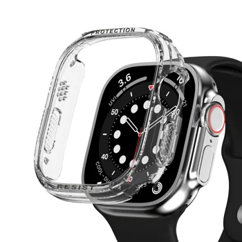 Чехол для Apple Watch серии Ultra 8 7 49 мм 45 мм/41 мм 44 мм/40 мм 44 45 мм С круговой прозрачной рамкой iwatch 4 3 5 se 6 7 49 мм