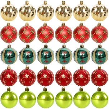 30ШТ Рождественская елка, блестящие украшения, Пластиковые Подвесные шары для Рождественской елки, Набор украшений для новогодней вечеринки