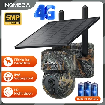 INQMEGA 5MP 4G Солнечная Камера Безопасности WIFI PTZ Солнечная Камера PIR Обнаружение Движения Двухстороннее Аудио IP66 Водонепроницаемая Батарея Дикой Природы
