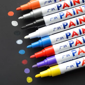 12 Цветов Guangna Водостойкая ручка для рисования, ручка для подкраски, масляный металлический маркер, промышленная ручка для подписи, ручка для входа