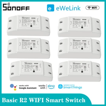 Sonoff Basic R2 Wifi Модуль DIY Smart Switch, дистанционное управление автоматизацией умного дома через приложение eWeLink, Работа с Alexa Google Home