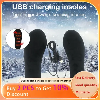 1 Пара USB-стелек для ног с подогревом, Режущаяся грелка для ног, грелка для обуви с подогревом, которую можно стирать зимой