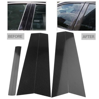 Защитная накладка для молдинга боковых стоек автомобильного окна из углеродного волокна для BMW 1 серии E81 2017 года 6 шт. Автоаксессуаров