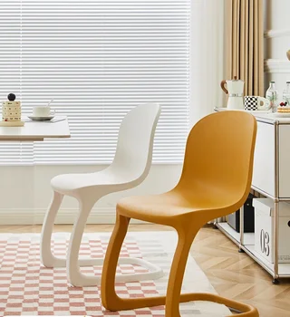 Креативный пластиковый обеденный стул с минималистичной спинкой, письменный стол, комод, косметический стул