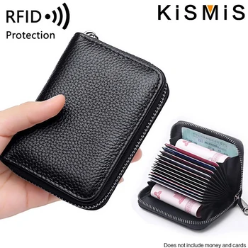 Кошелек-держатель для кредитных карт с RFID-блокировкой из натуральной кожи - стильный дизайн в виде гармошки с 12 слотами для карт и 2 карманами для наличных и монет