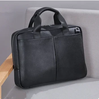 Новая 15,6-дюймовая сумка для ноутбука, мужской портфель из натуральной коровьей кожи, большие модные сумки через плечо, деловые сумки для мужчин