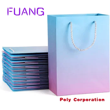 Индивидуальная Печать логотипа, синий розовый градиентный цвет, упаковочная бумага, подарочные пакеты, хозяйственная сумка, картонная сумка