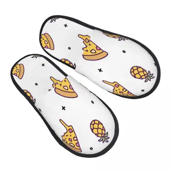 Домашние Теплые тапочки для пиццы с Гавайским ананасом Домашние Плюшевые тапочки Домашние Мягкие пушистые тапочки