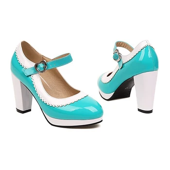 BLXQPYT/ Размер 32; Модные Женские туфли-лодочки на платформе и высоком каблуке С круглым носком; Пикантная Женская Замшевая обувь с ремешком и пряжкой; Pompe Chaussure Femme 3-20