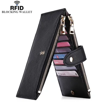Женский кошелек из искусственной кожи с RFID-блокировкой, кредитница с несколькими картами большой емкости, кошелек на молнии, сумка для мобильного телефона, сумочка