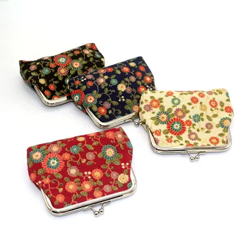 Винтажные женские кошельки с принтом для монет, сумка для мелочи, держатели карт, Маленький цветочный кошелек, клатч, женская сумка для хранения ключей 2023