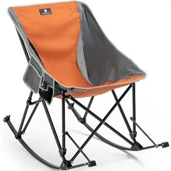 Складное походное кресло-качалка Dowinx, портативное уличное кресло-качалка с высокой спинкой для внутреннего дворика, сада, газона, весит до 300 фунтов, оранжевый