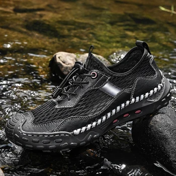 Летняя мужская походная обувь для мужчин, сетчатая Дышащая болотная обувь для альпинизма, Уличная спортивная обувь для бездорожья, мужская обувь