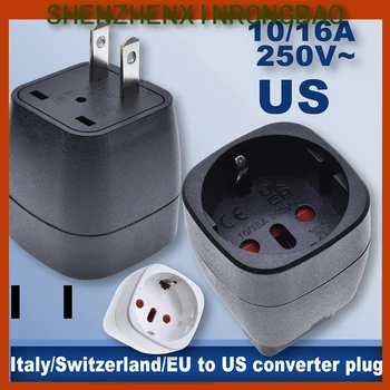 Встроенный штекер для перемещения из ЕС в США 2PIN может быть подключен к европейским, итальянским и швейцарским вилкам переменного тока 10A / 16A 250V Розетка черный белый