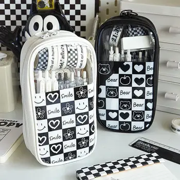 Корейский пенал для шахматной доски большой емкости, водонепроницаемая сумка для ручек, портативная Креативная сумка для канцелярских принадлежностей, Настольный держатель для хранения INS