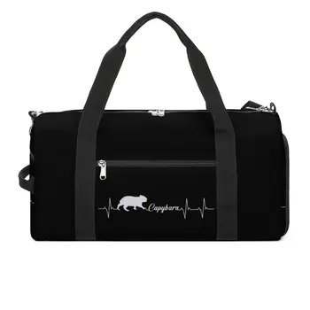 Спортивная сумка Capybara Heartbeat, забавные животные, портативные спортивные сумки с обувью, дизайнерская сумка для путешествий, Милая сумка для фитнеса для мужчин и женщин