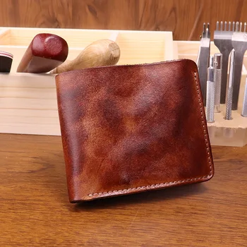 Винтажный кожаный бумажник ручной работы для мужчин