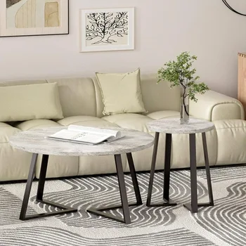 Минималистичный круглый журнальный столик ODIKA и наборы приставных столиков - Гнездовой журнальный столик для гостиной, спальни, комплект из 2 предметов